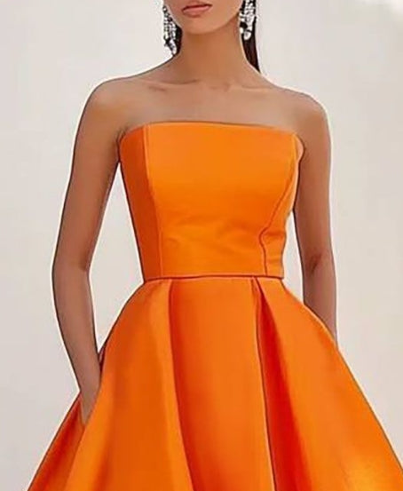 Elegant Strapless A-Line Maxi Evening Dress