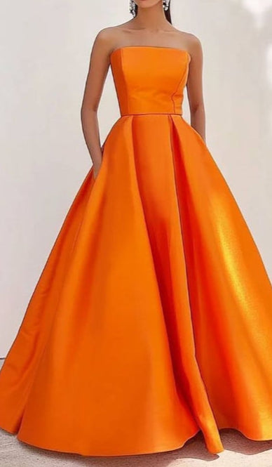 Elegant Strapless A-Line Maxi Evening Dress