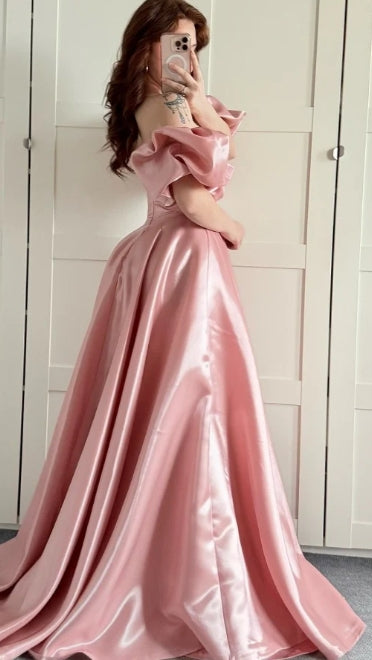 Elegant A-Line Strapless Party Dress Floor Length Formal Evening Gown