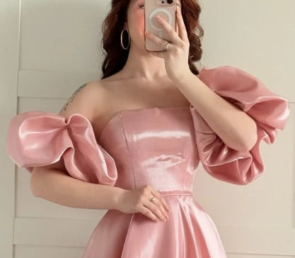 Elegant A-Line Strapless Party Dress Floor Length Formal Evening Gown