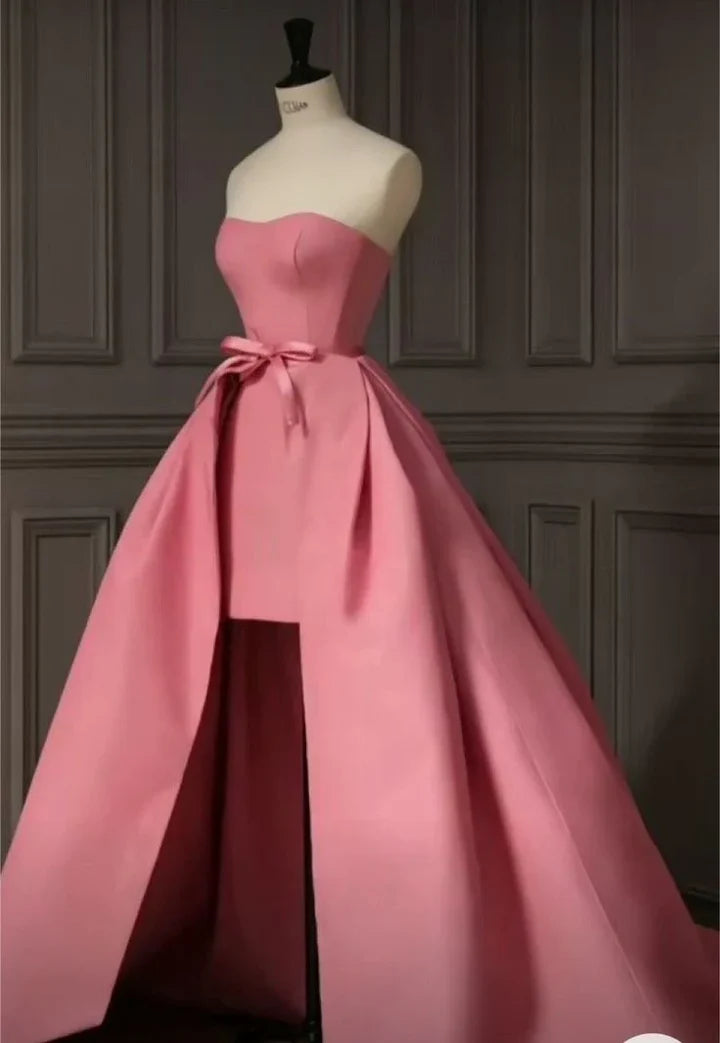 Fashion Sheath Strapless Train Prom Dress Evening Dress Formal Dress