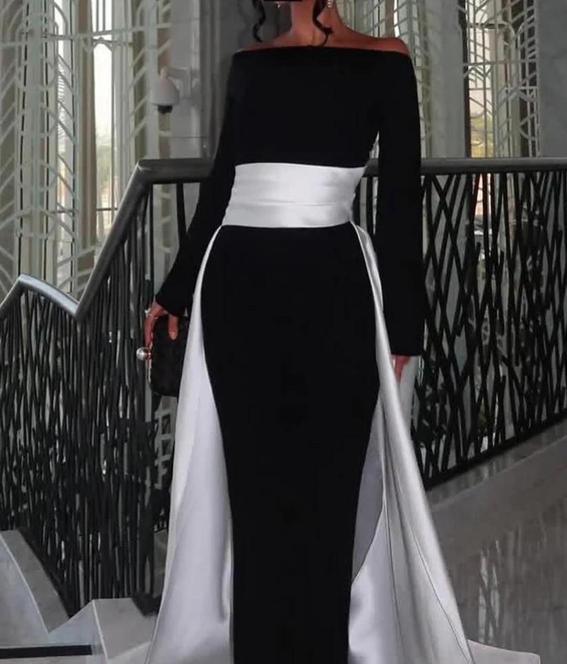Elegant Off-Shoulder Long Sleeves Sheath Evening Dress