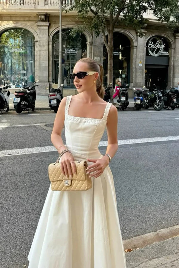 Minimalist Wedding Guest Outfit A line White Night Dresses Summer Wedding Guest Dresses Graduation Dresses