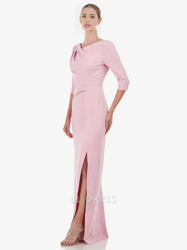 Sheath Half Sleeves Pleated Floor-Length Wedding Guest Dresses Mother of the Bride Dresse