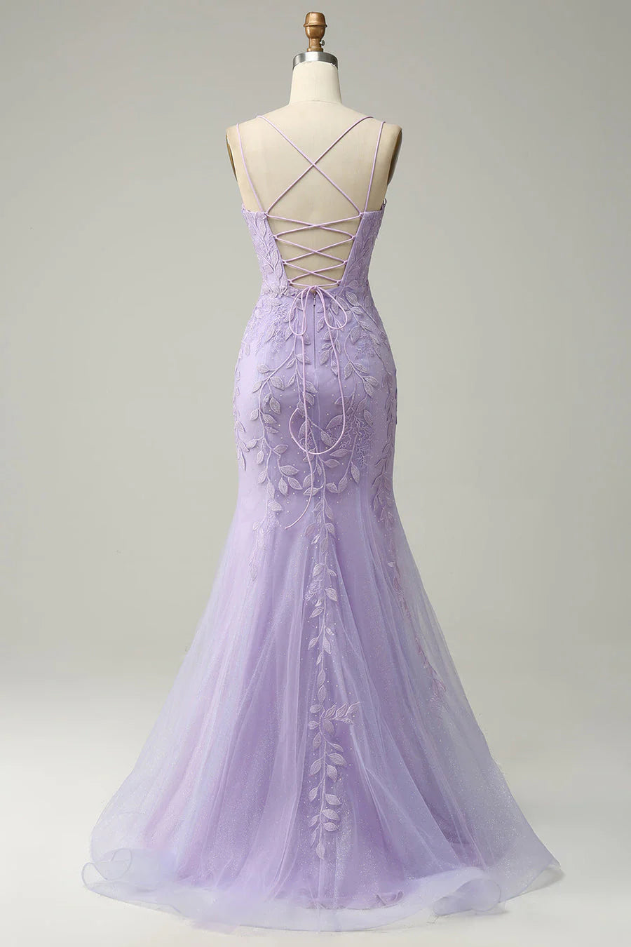 Mermaid Lace Applique Prom Dress Long Evening Gown