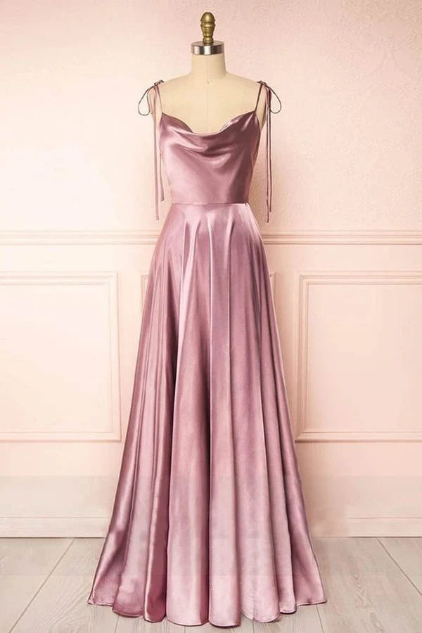 A-line Neck Long Prom Dress