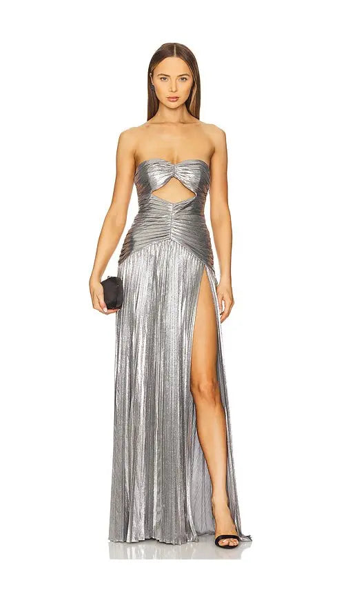 Chic tube top hollowing out Split Backless Ruched Prom Dresses