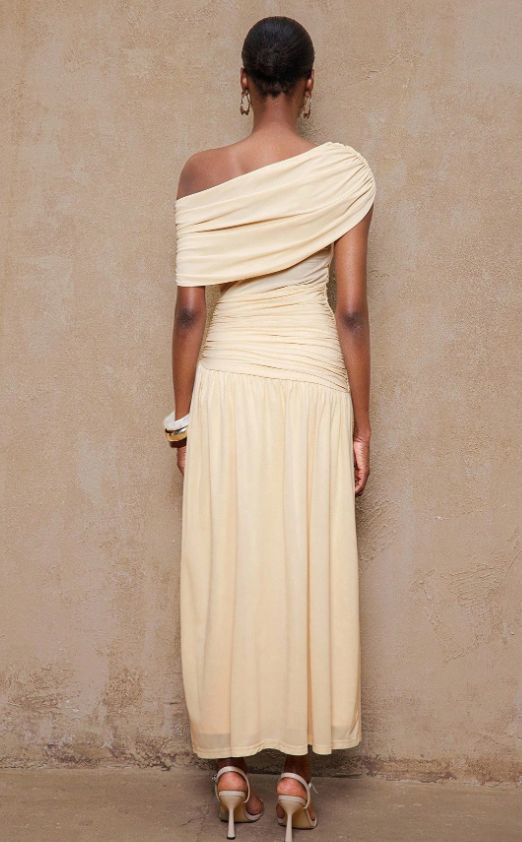 Elegant Delicate Gentle  RuchedApricot Asymmetrical Neck One shoulder Prom Dresses
