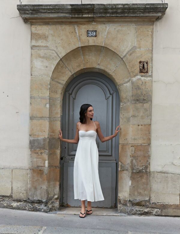 Simple White Spaghetti Straps Sleeveless Ankle-Length  Prom Dresses