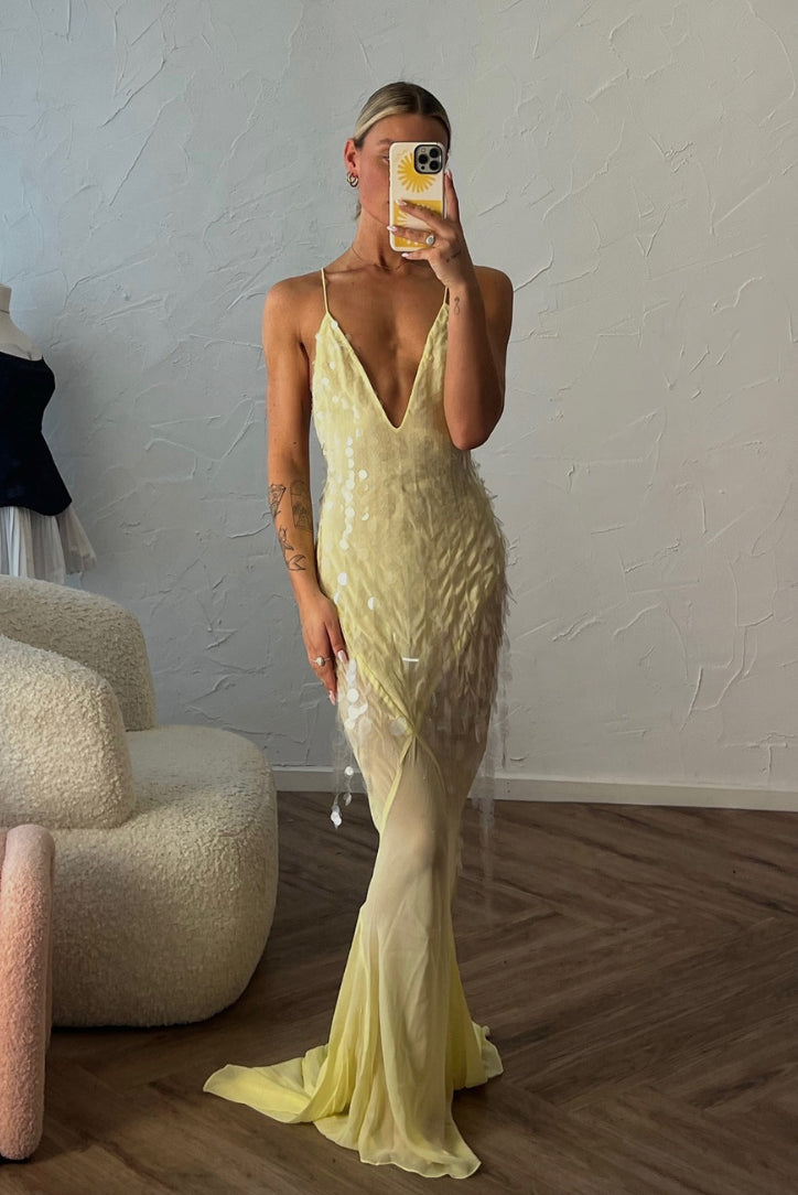 Sexy Spaghetti Straps V-Neck Sleeveless Backless Maxi Dress Prom Dresses