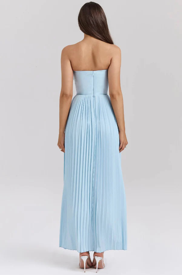 Elegant Pleated tube top Backless Elegance Maxi Dress Prom Dresses