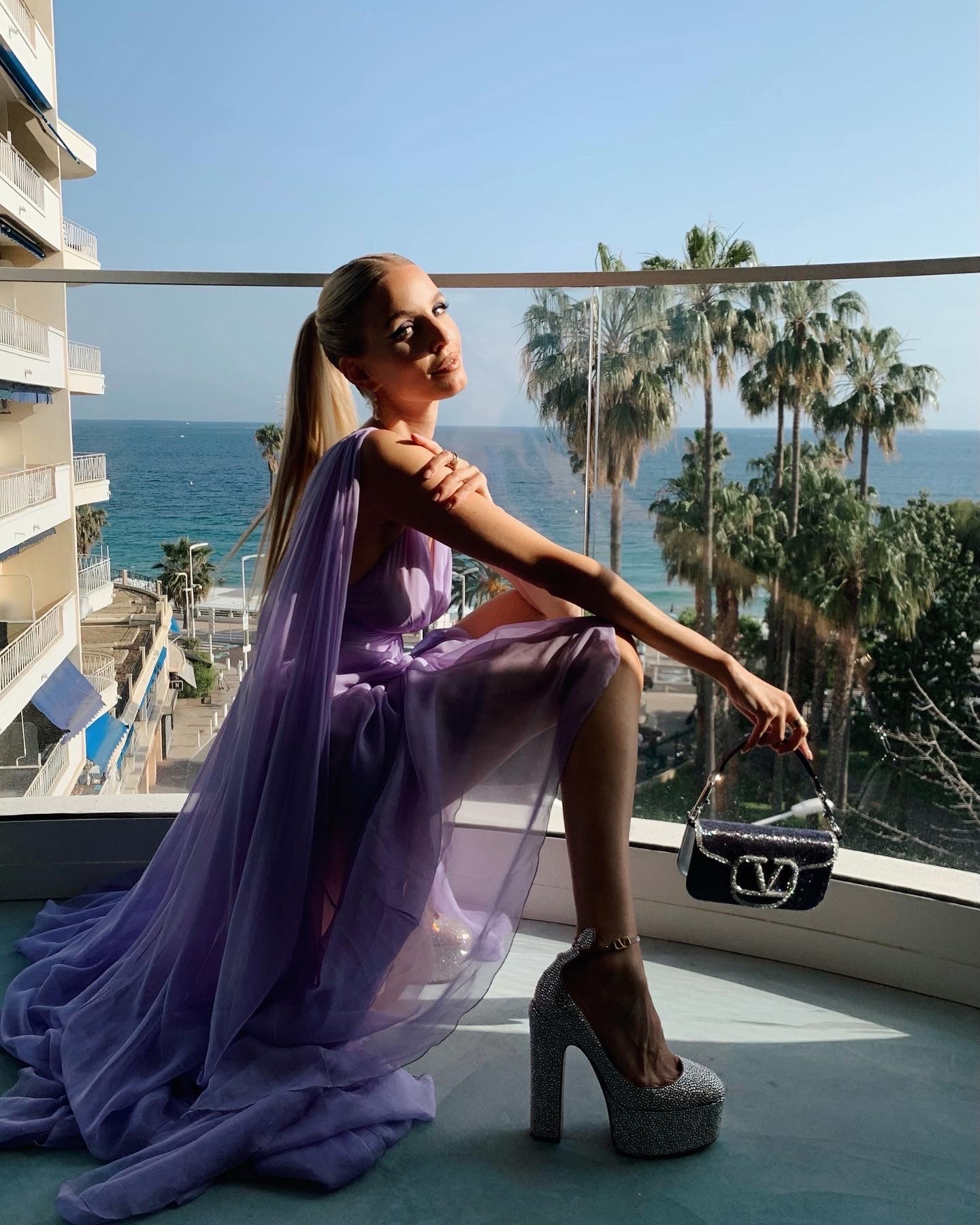 Simple A Line V Neckline Lilac Long Chiffon Prom Dresses