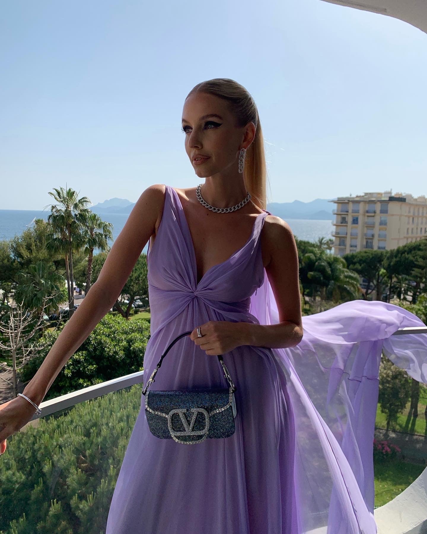 Simple A Line V Neckline Lilac Long Chiffon Prom Dresses