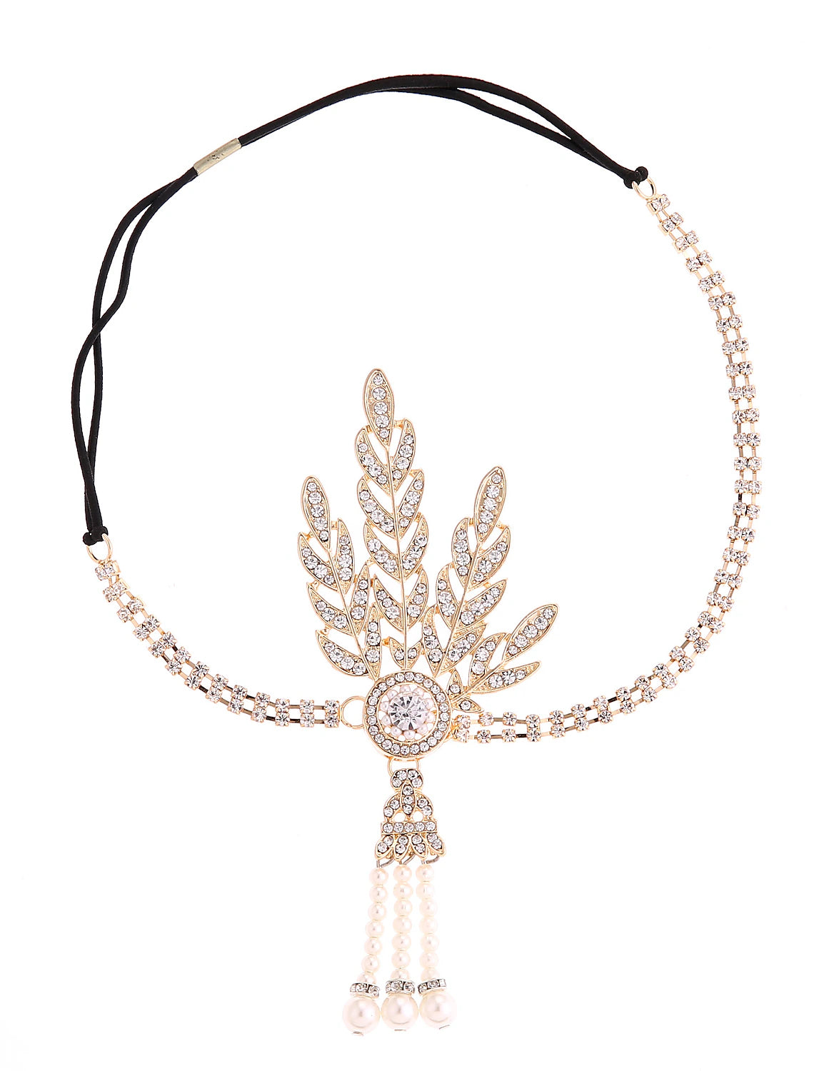 art deco 1920s Fall Wedding leaf bridal tiara pearl headpiece headband gold