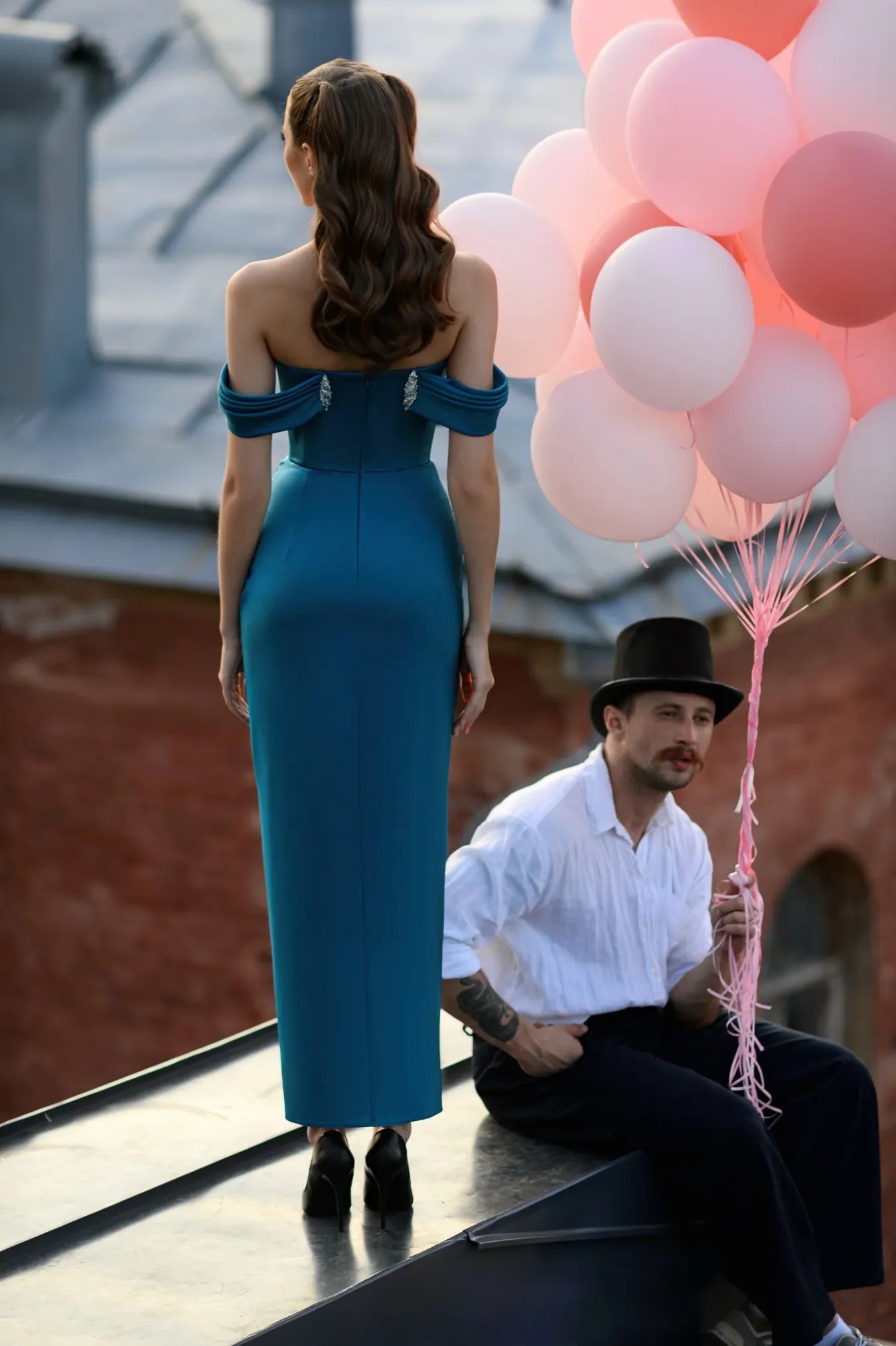 Sexy Off-the-Shoulder Ruched with Fitted Skirt and Side Slit  Maxi Dress Prom Dresses