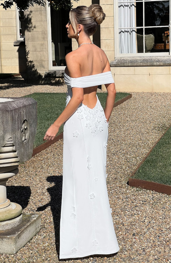 Elegant Off the Shoulder Backless Ruched Split Prom Dresses