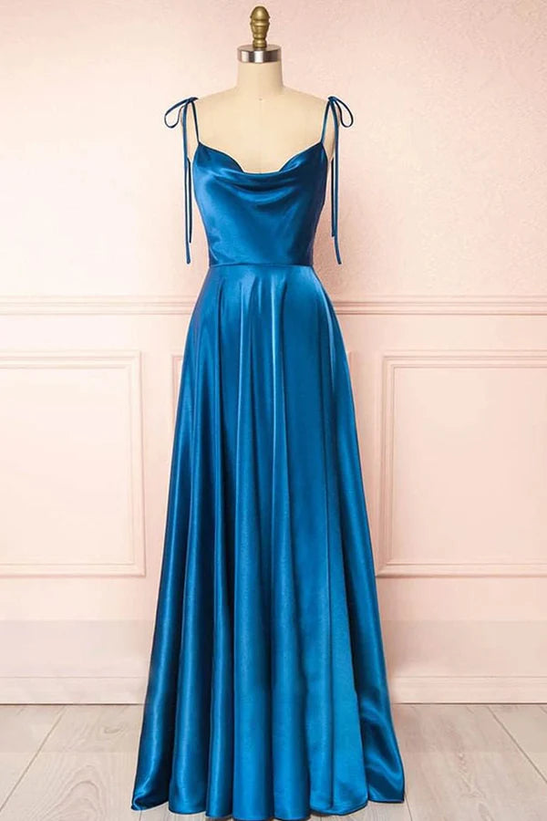 A-line Neck Long Prom Dress
