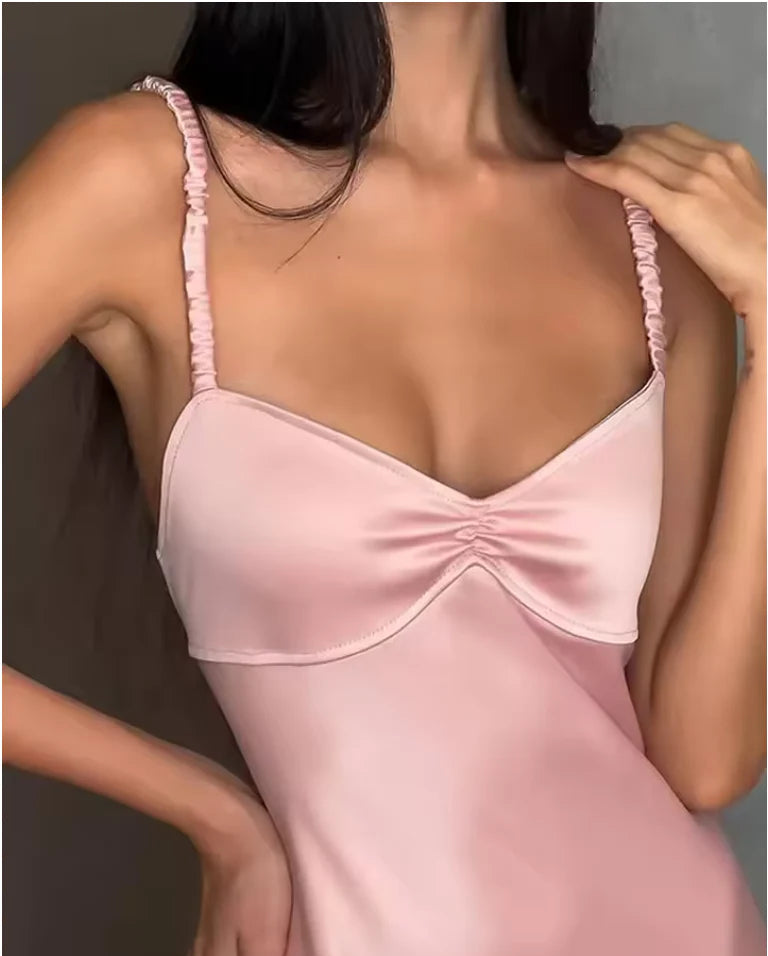 Elegant Pink Spaghetti Strap Backless Mermaid Long Prom Dress