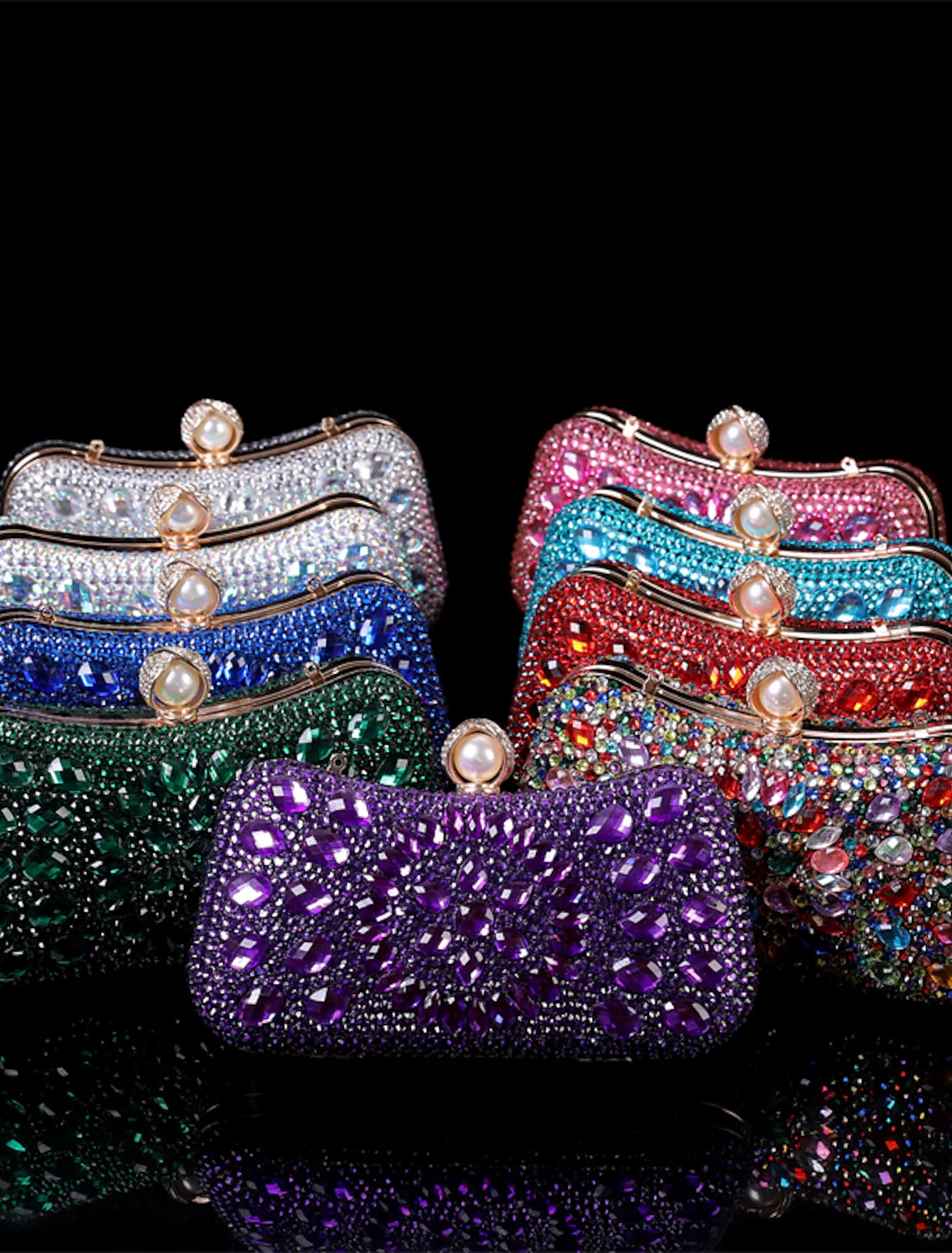 Damen Mädchen Clutch Clutch-Taschen Aleación 2-teiliges Geldbörsen-Set Party / Abend Brautparty Hochzeitsfeier Glitzer Kristalle Volltonfarbe Geometrisch Strass