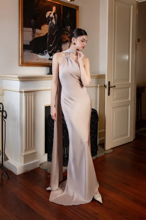 Elegant One shoulder Sleeveless Backless Floor-Length Prom Dresses