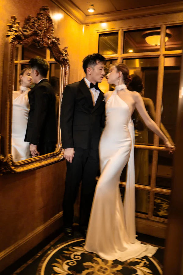 Elegant One shoulder Sleeveless Backless Floor-Length Prom Dresses