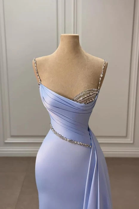 Charming Ruched Satin Mermaid Prom Dress Long with Train