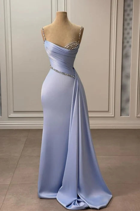 Charming Ruched Satin Mermaid Prom Dress Long with Train