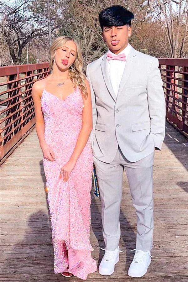 Charming Mermaid V Neck Sleeveless Lace Up Floor-Length Prom Dress