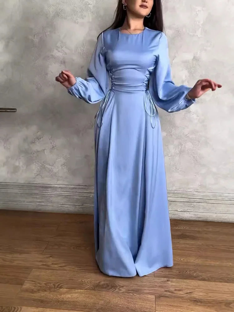 Elegant Soft Elastic Cuff Long Floor-Length Prom Dresses