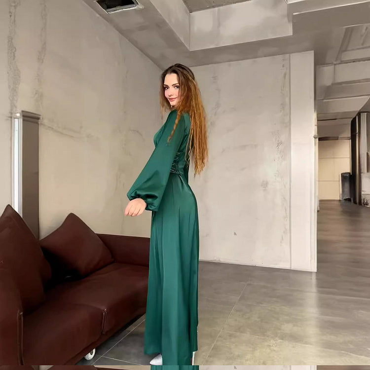 Elegant Soft Elastic Cuff Long Floor-Length Prom Dresses