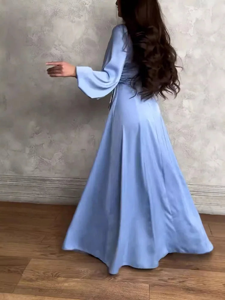 Elegant Soft Elastic Cuff Long Floor-Length Prom Dresses