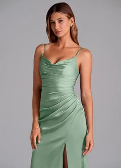 Simple Strapless Ruched Split Backless Floor-Length Prom Dresses