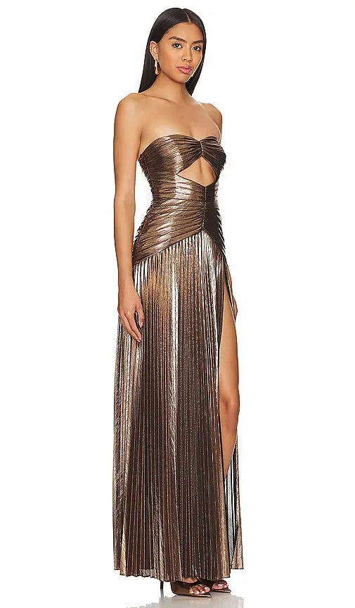 Chic Strapless lock closure Ruched Backless Prom Dresses