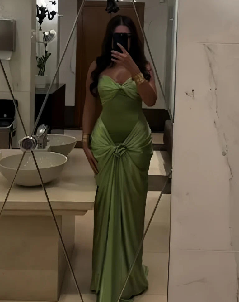 Sexy Sweetheart Sleeveless Mermaid Satin Evening Prom Dresses