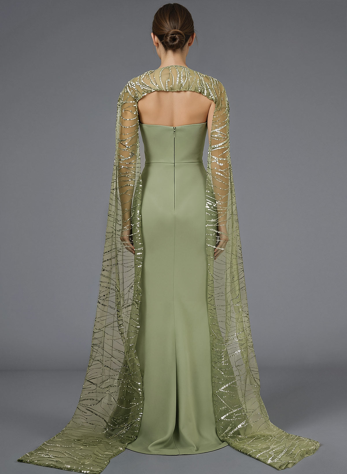 Sparkle & Shine Sequined Sweetheart Split Front Sweep Train Elastic Satin Evening Dresses