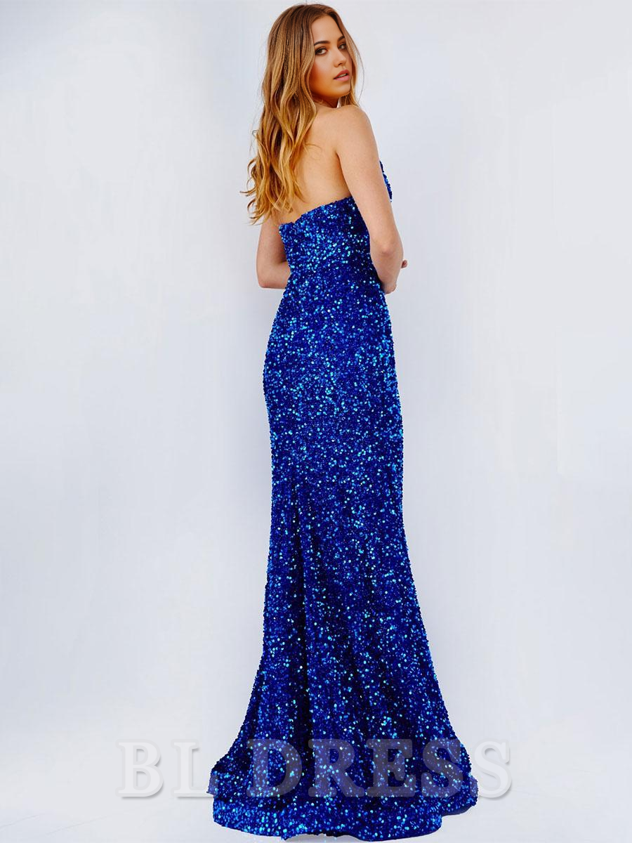 Mermaid V-Neck Sequined Sleeveless formal dresses Bridesmaid Dresses evening gown Prom Dress
