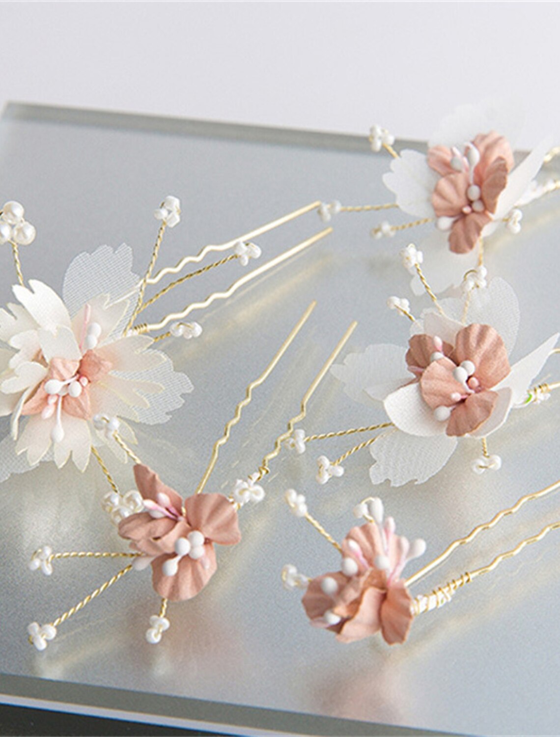 Floral Crown Headband And Hairpins Color Hairband Flower Tiara Bridal Hair Accessories Hair Pins Set Hair Jewelry For Women