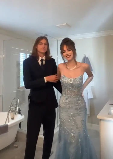 Gorgeous Mermaid Spaghetti Straps Tulle Sequin Long Prom Dress