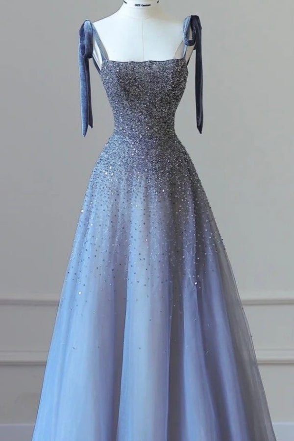 Elegant beading Lavender Princess Floor Length Prom Dress