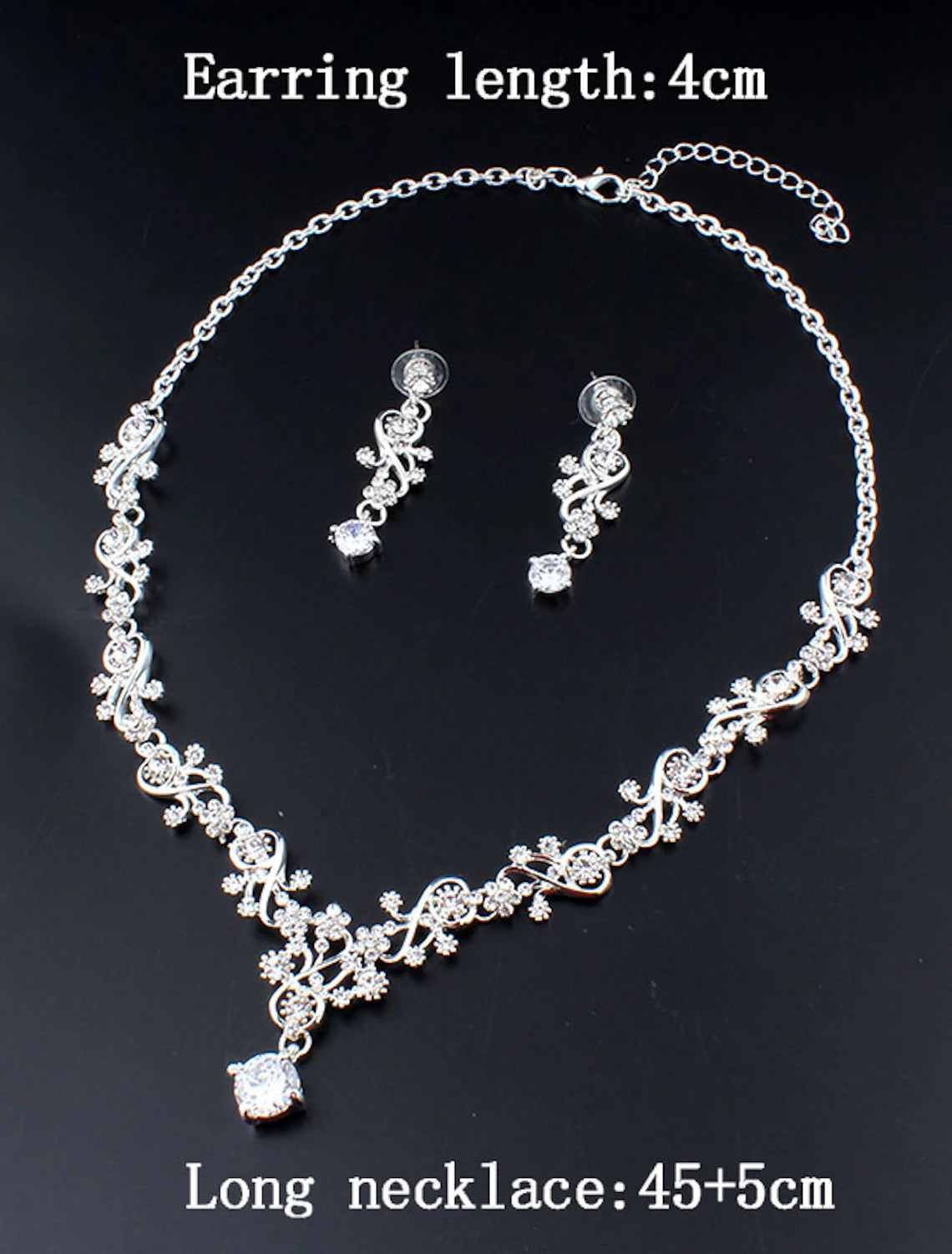 Hoop Earrings 1 set White Cubic Zirconia Rhinestone Zinc 1 Necklace Earrings Women's Basic Elegant Classic Drop Feather Jewelry Set For Party Wedding Carnival / Bridal Jewelry Sets