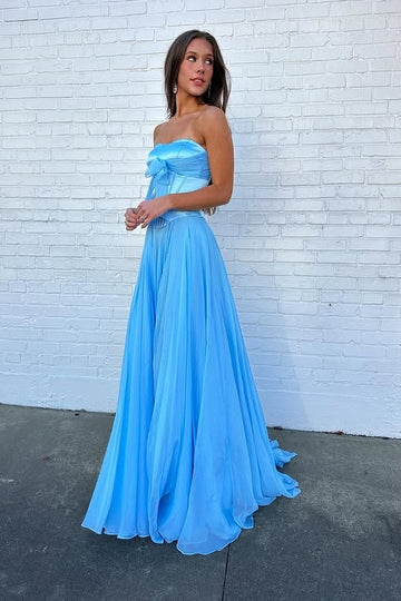 Two Tone A-Line Empire Strapless Party Prom Dress