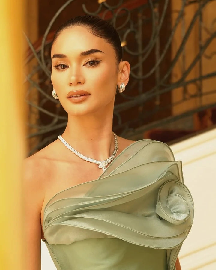 Romantic Sage Strapless Prom Dress Sleeveless Floor Length