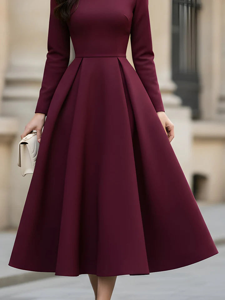 Burgundy V-Neck Pleated Tea-Length  Prom Dresses