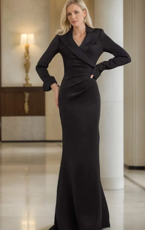 V-Neck Floor-Length Pleated Gown for the Prom Dresses