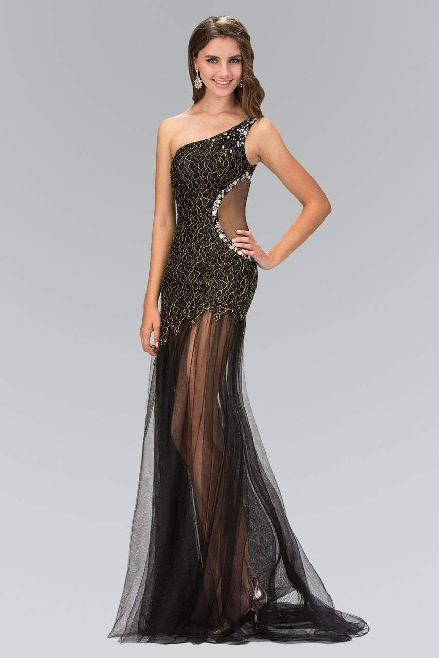 Chic Asymmetrical Sparkle Cutout Tulle Gown