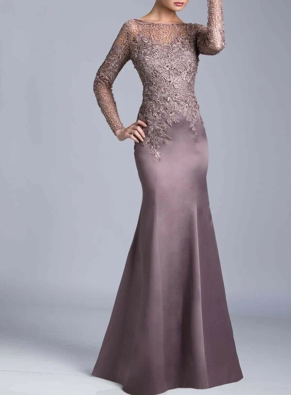 Satin Mother Of The Bride Dresses For weddings Women Guest Prom Gowns For Mom Lace Appliques Mermaid Godmother Party