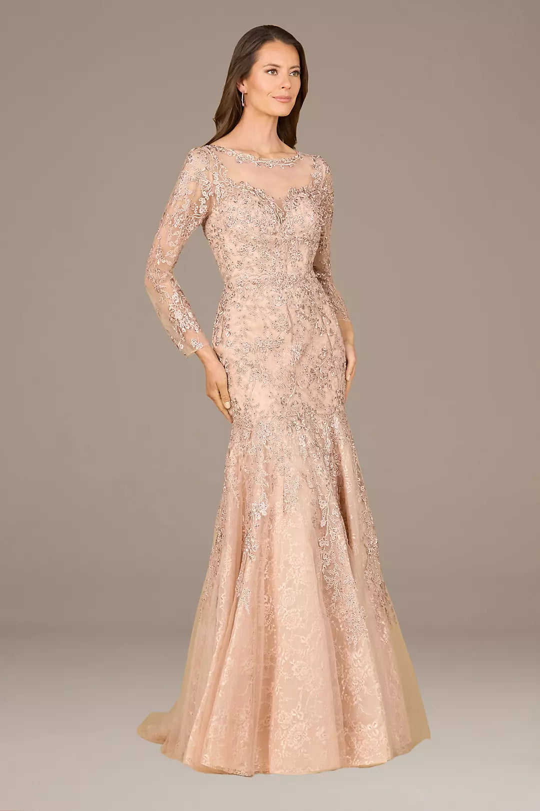 Elegant Long Sleeve Floor-Length Embroidered Mermaid Gown BL Dress Elegant Long Sleeve Floor-Length Embroidered Mermaid Gown BL Dress