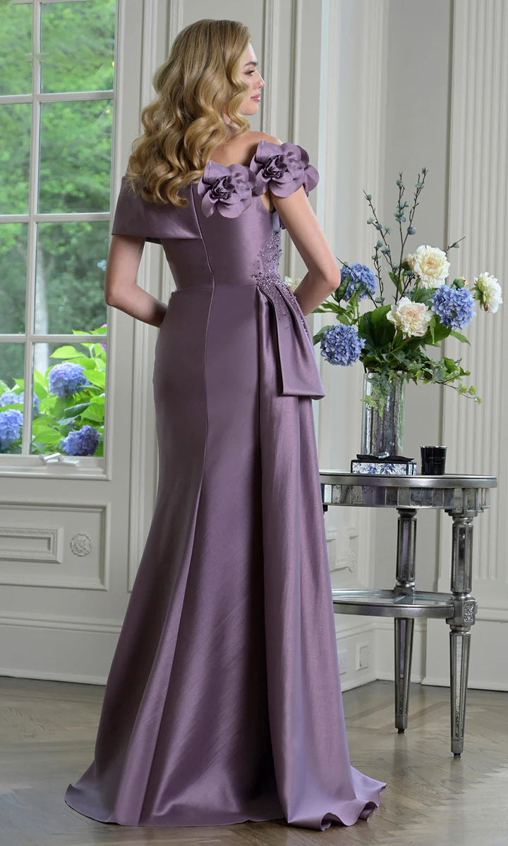 Chic Strapless Shoulder Floral  Floor-Length Mother of the Bride Dress