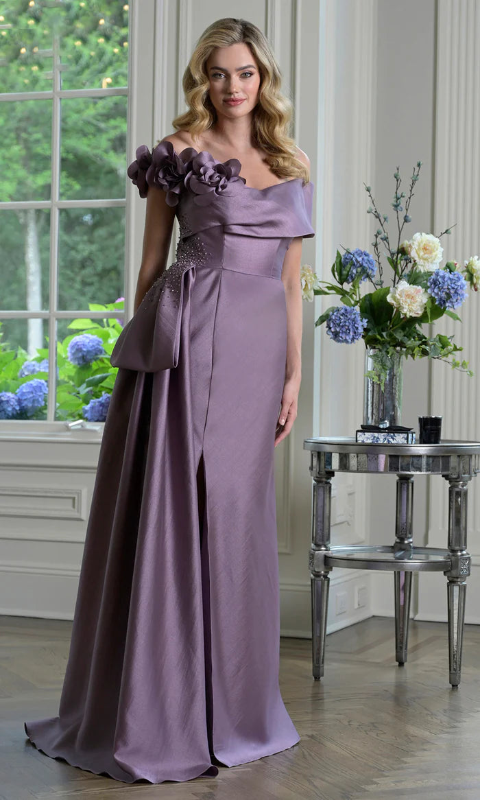 Chic Strapless Shoulder Floral  Floor-Length Mother of the Bride Dress