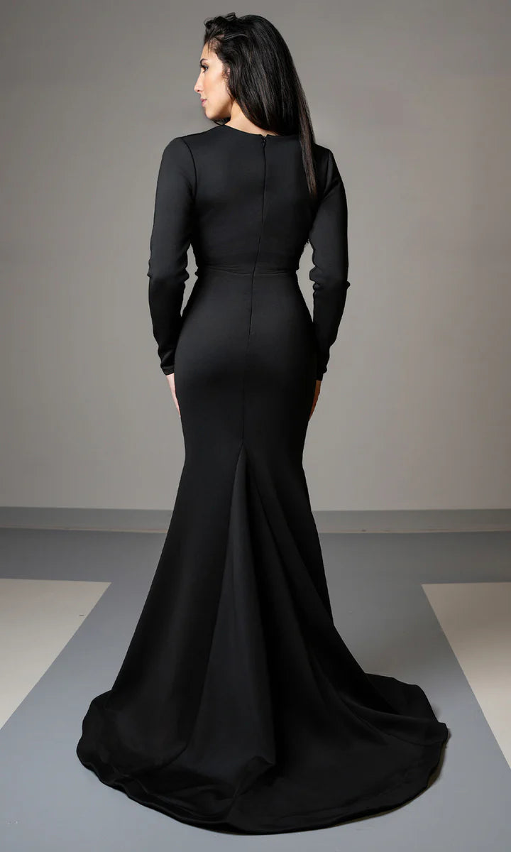 Elegant Draped V-Neck Mermaid Evening Gown